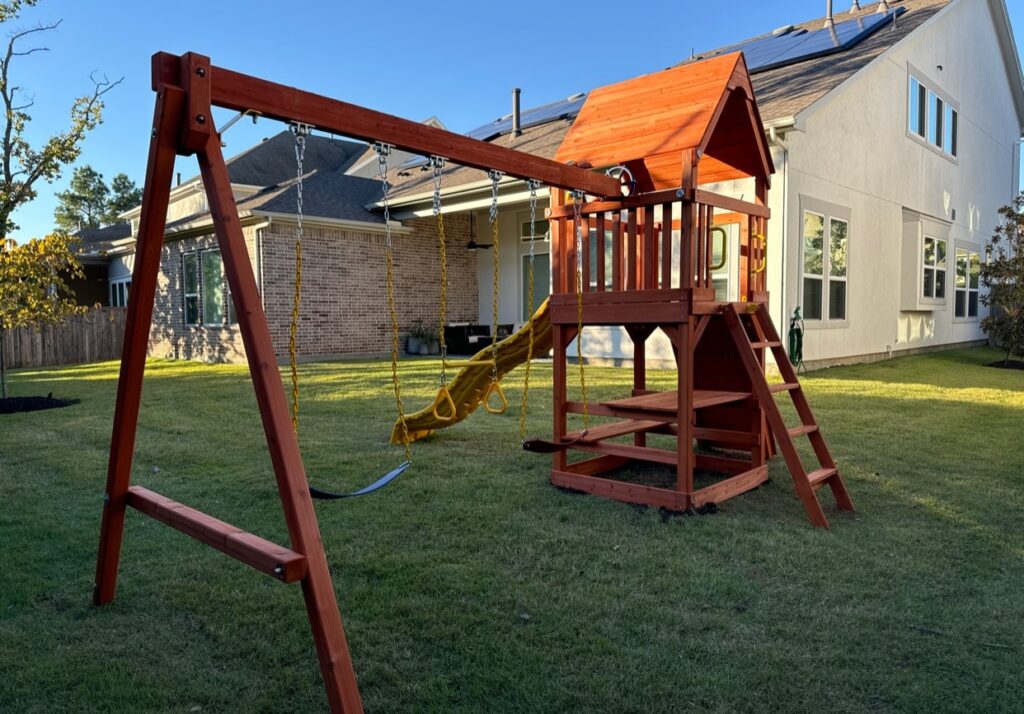 Spring TX 3 Tree Frogs Swing Sets Install