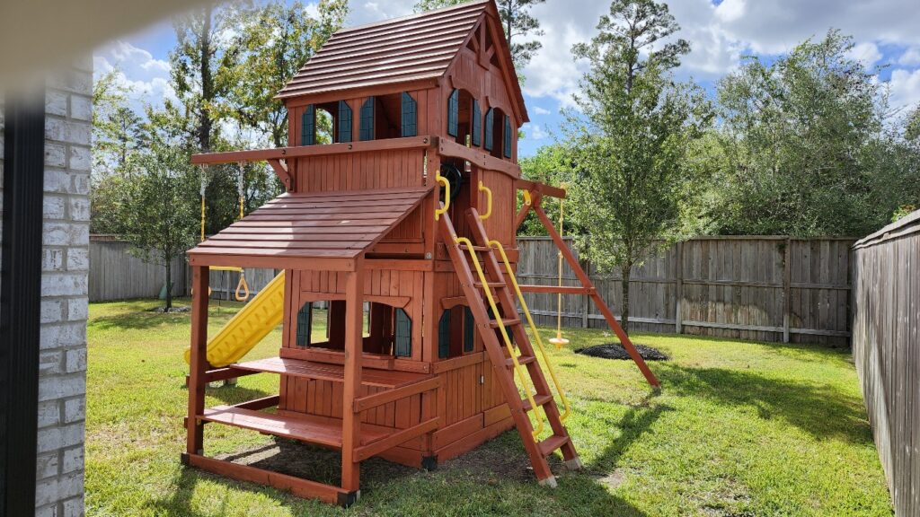 Woodlands TX 3 Tree Frogs Swing Sets Install