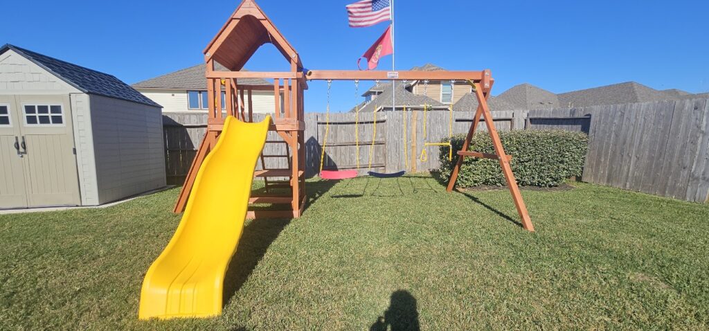 Pearland TX 2 Tree Frogs Swing Sets Install