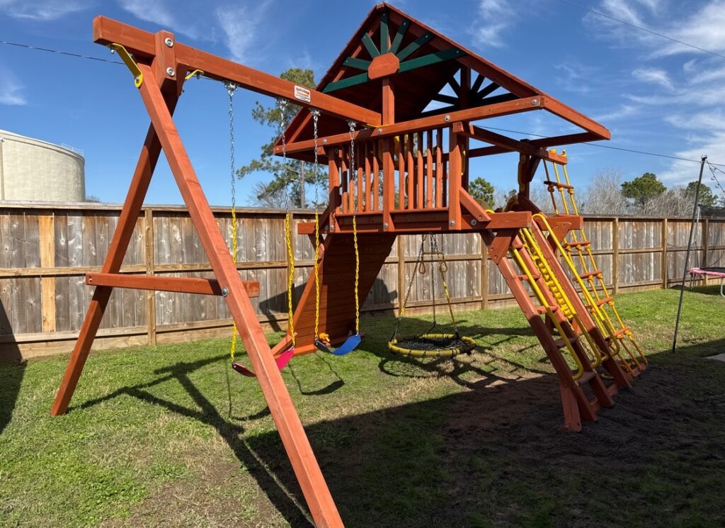 Friendswood TX 2 Tree Frogs Swing Sets Install